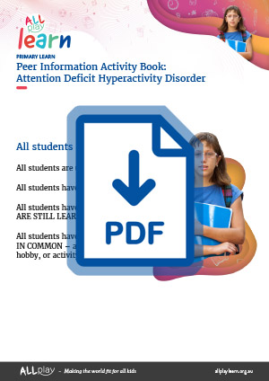 Link to AllPlay Learn's Primary Peer Information Activity Book for ADHD
