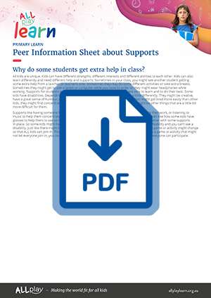 Primary Peer Information Sheet - About Supports-tn