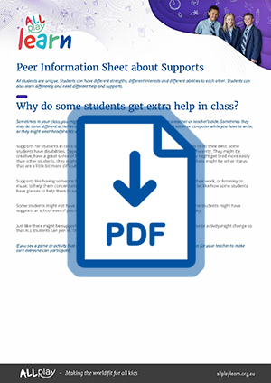 Peer Information Sheet - About Supports-Secondary