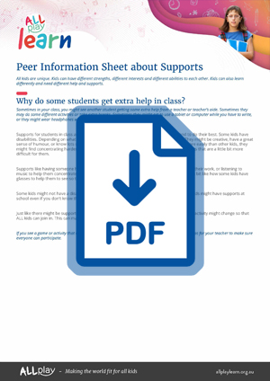 Primary Peer Information Sheet - About Supports-Primary