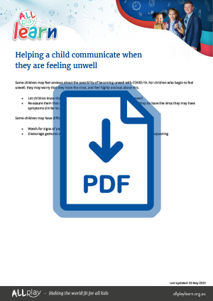 Helping a child communicate when feeling unwell handout thumbnail